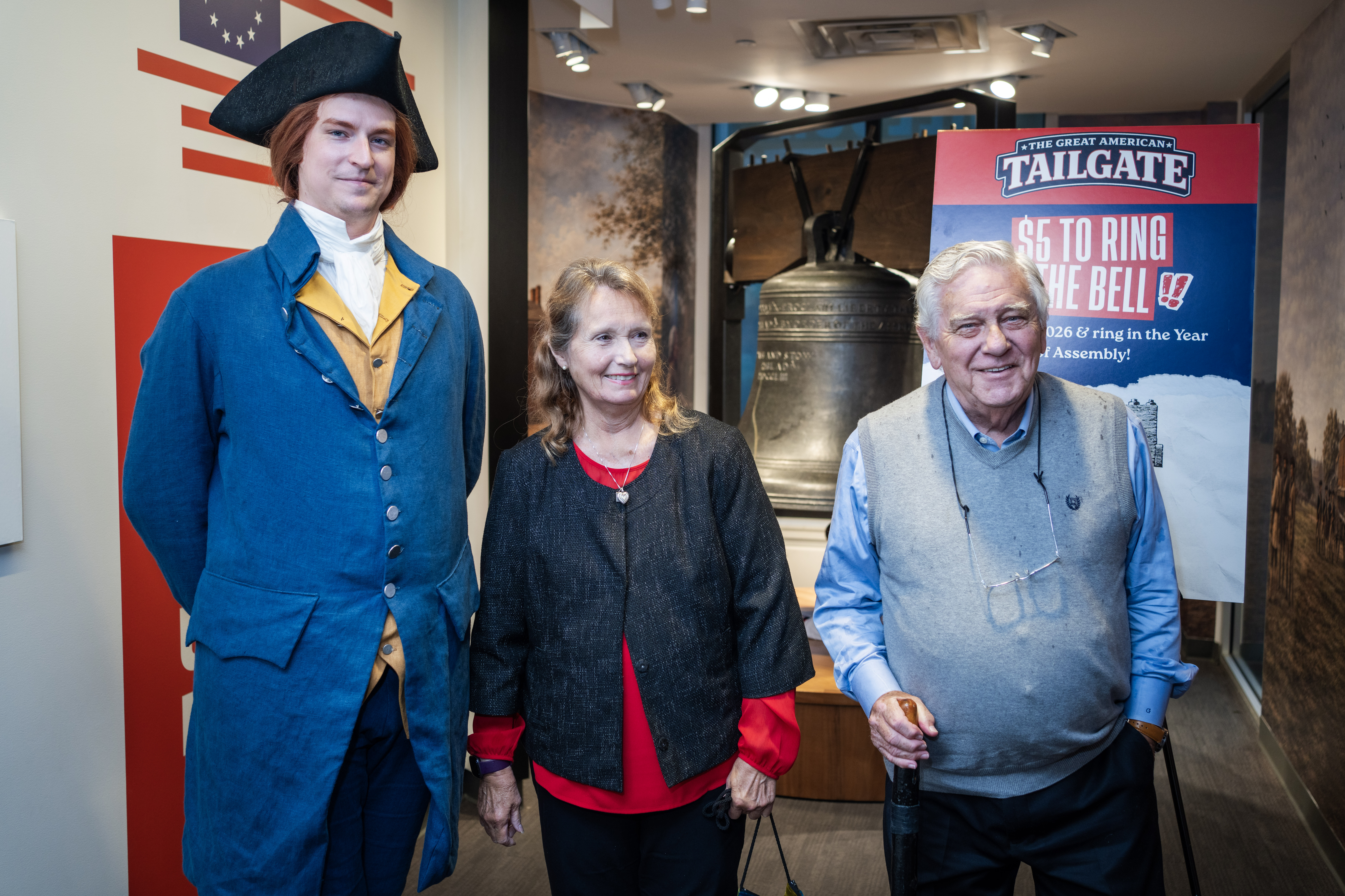 George Washington poses for a photo with guests the National Liberty Museum's Great American Tailgate.